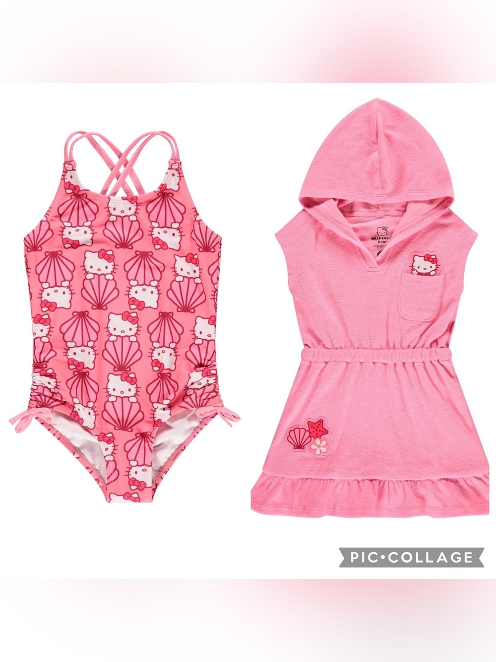 NWT - Toddler Girl’s Hello Kitty 2-Piece Cover Up and Swimsuit Set